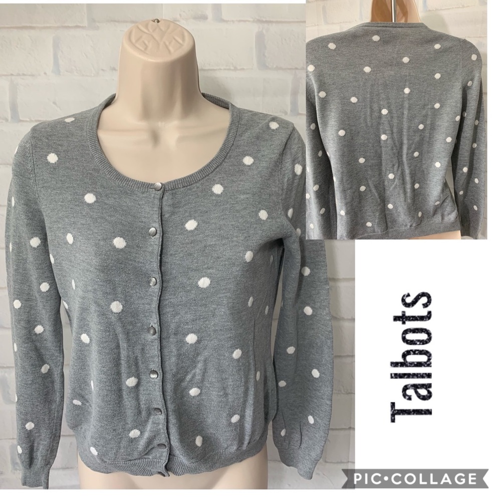 Talbots Grey Polka Dots Cardigan
